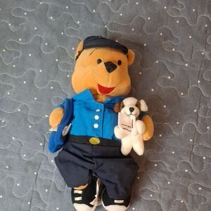 Disney 8" Bean Bag Mailman Pooh Plush Bear Mail carrier with Puppy